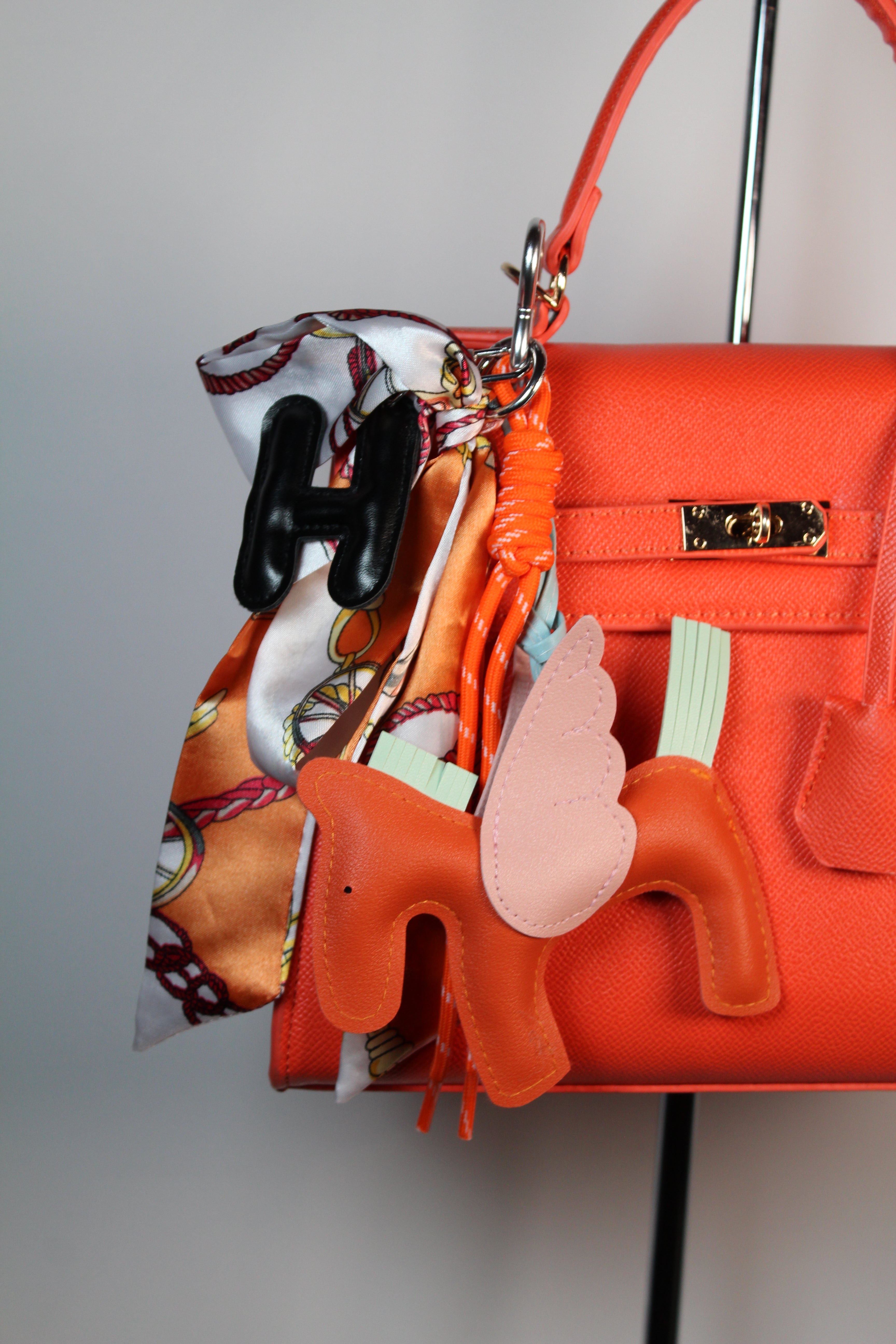 Orange Horse H Charm